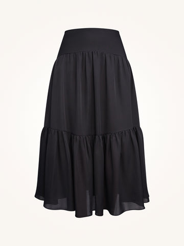 Women's Silk Gauze Tiered Midi Skirt