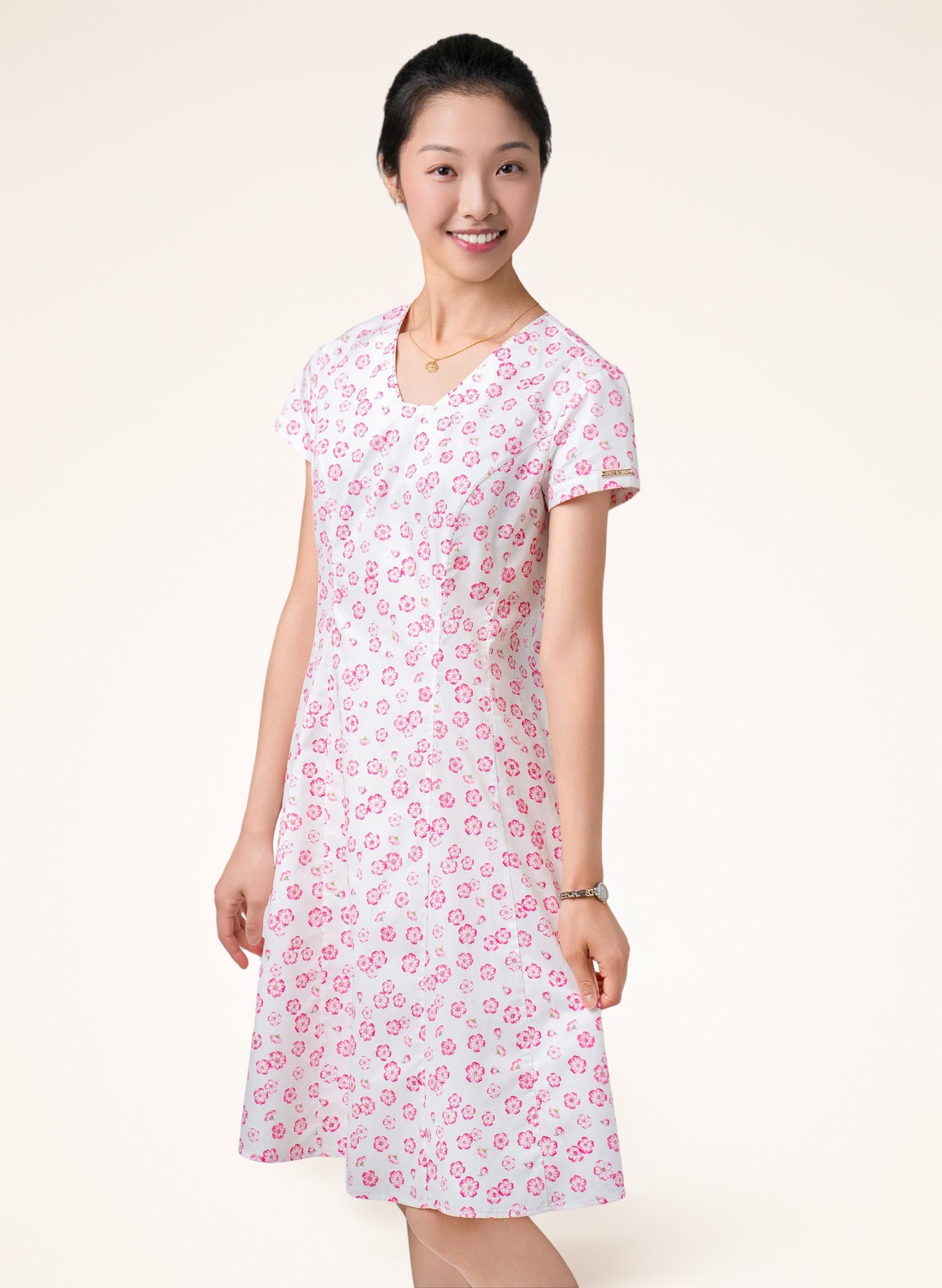 Women's Floral-Print Summer Dress Pink Floral / 8 Women's Floral-Print Summer Dress Pink Floral / 8